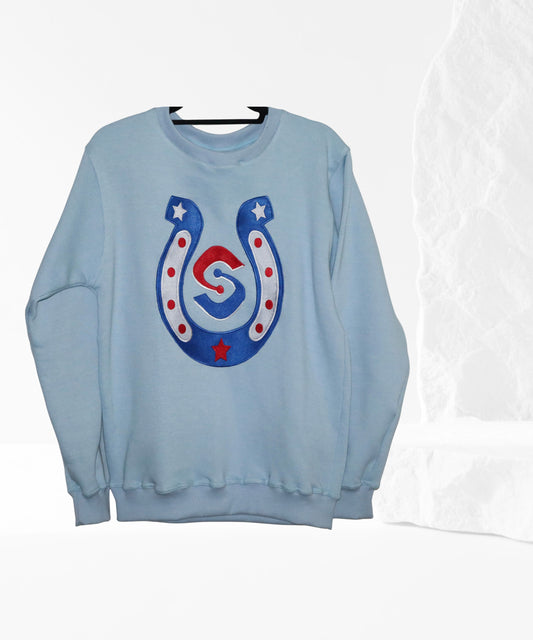 All Is Well – Sky Blue Horseshoe Sweatshirt