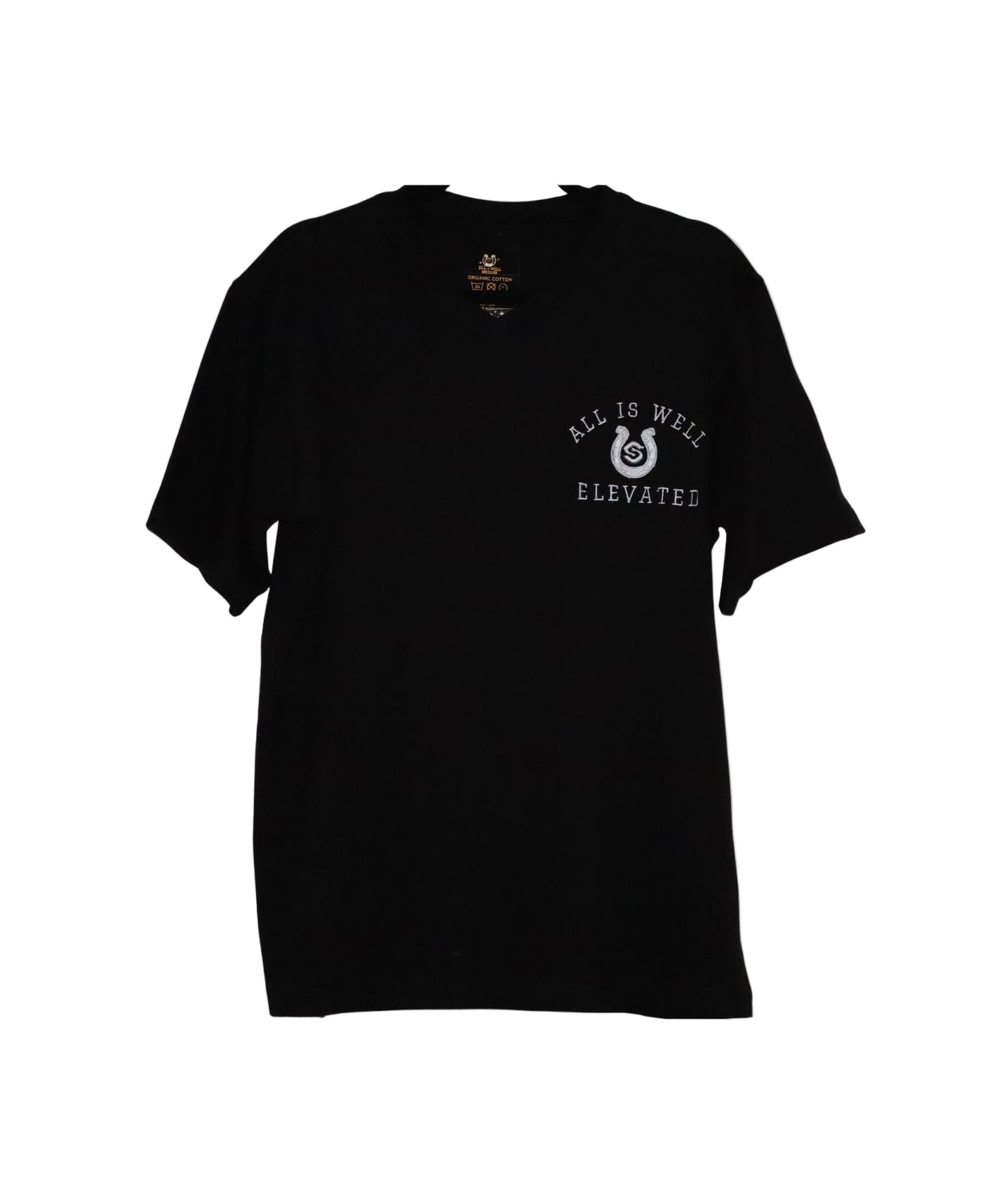 ALL IS WELL ELEVATED -Embroidered V- Neck T-Shirt